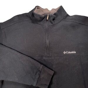 Columbia Mens Quarter Zip Pullover Sweatshirt Black Fleece Lined Large RN69724